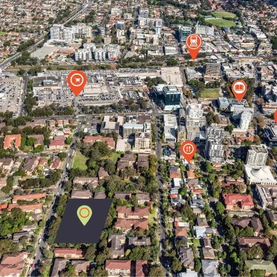 Bankstown aerial with pins